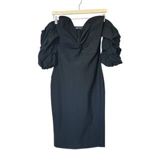PrettyLittleThing Black Off-Shoulder Dress